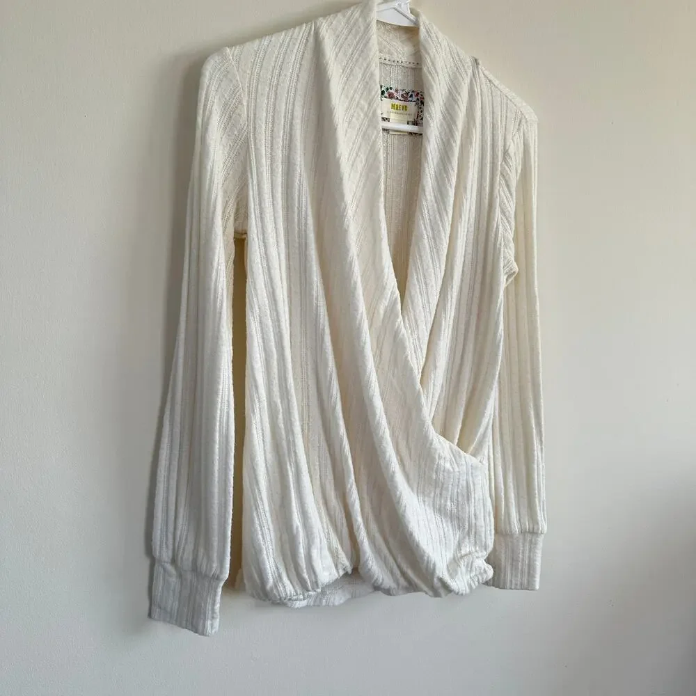 Anthropologie Maeve Rafaela Faux Wrap Deep V-Neck Long Sleeve X-SMALL - Picture 5 of 13